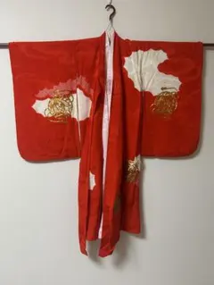 美品 正絹 子供用祝い着（着物・長襦袢）雲柄 金駒刺繍 身丈97cm ランク B