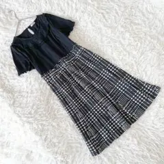 《アクシーズファム》 (M) フリルドッキングワンピース 千鳥格子 レース 上品