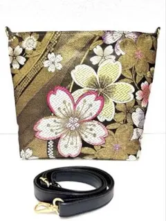 帯リメイクショルダーバッグ(桜柄)