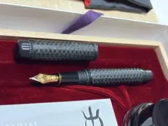 【新品】プラチナ万年筆　出雲　竹編み　茣蓙目　暗黒色　太字のサムネイル