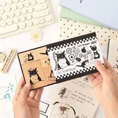 428【新品】黒猫スタンプ 一箱／猫柄 印章／手帳・デコ・日記・DIYに