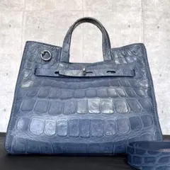 MAURO GOVERNA】クロコダイル ダークトープ 肩掛け トートバッグ 