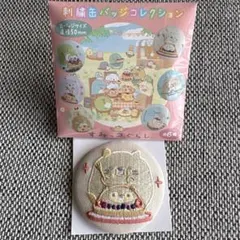 すみっコぐらし　たぬきのまんまるレストラン　刺繍缶バッジ　ねこ