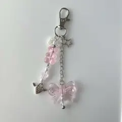 韓国ビーズキーホルダー コレクトブック y2k ピンク ハート リボン くま