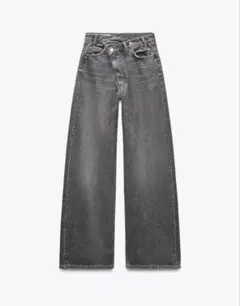 ZARA ザラ TRF ハイウエストクロスオーバーワイドレッグジーンズ EU34