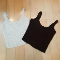 リブ編みタンクトップ2色セット Mサイズ