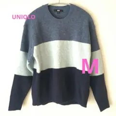 ナ*ポ様 美品　ユニクロ　スフレヤーンクルーネックセーター　ブルー　M