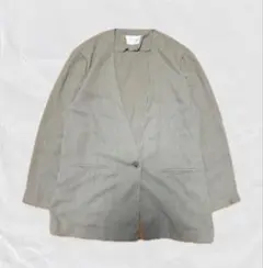 00's vintage ノーカラージャケット グレー