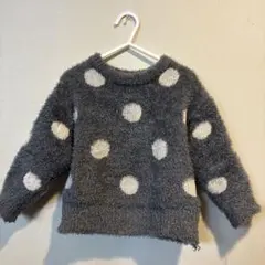 グレー ホワイト ドット ニットセーター