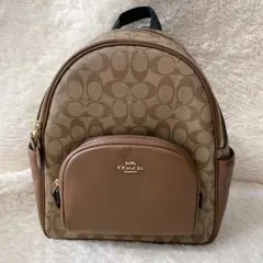 COACH リュック ブラウン シグネチャー バックパック シボ革 PVC