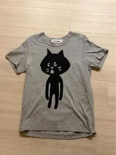 ネ・ネット にゃー Tシャツ 黒猫プリント グレー Mのサムネイル