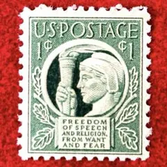 外国切手 ヴィンテージ 米国 四大自由宣言 1943年 ヒンジ無し
