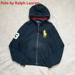 ラルフローレン ブラック チェック ビッグポニー ジップアップパーカー Sサイズ