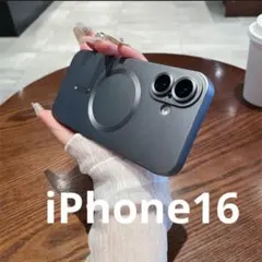 iPhone16スマホケース　MagSafeマグセーフ　レンズ保護　グレー