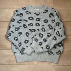 Samansa Mos2 blueレオパード柄ニットセーター