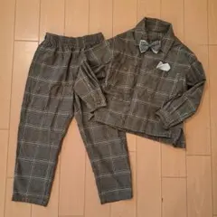 GUセットアップ 120cm ブラウンチェック柄