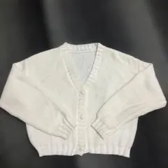 ホワイト　ニットカーディガン　ボレロ
