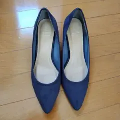 ネイビー スエード ハイヒールパンプス 24.0cm