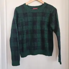 URBAN RESEARCH 緑・紺チェック長袖セーター