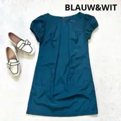 【BLAUW&WIT】FREE 半袖 膝丈ワンピース　ダークグリーン　フォーマル