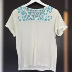 マルタンマルジェラ　06ssここのえ期エイズTシャツ　アイボリー×ターコイズのサムネイル
