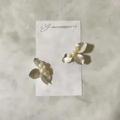 販売停止シルバーフラワー　淡水パールイヤリングピアス　結婚式　前撮り　オシャレ