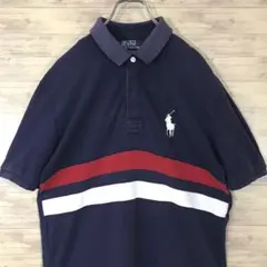 レトロ 90s オールド ラルフローレン USAカラー ポロシャツ ポニー刺繍L