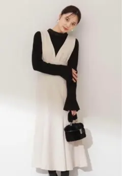 プロポーション Vギャザーマーメイドジャンスカワンピース