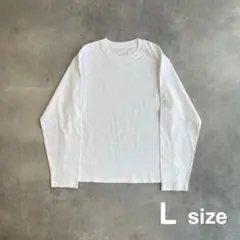 【L】 短丈ロンT 袖口リブなし 長袖 T シャツ 白 ホワイト