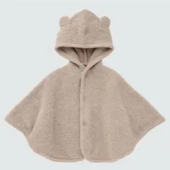 【ユニクロ：ベビー】ソフトフラッフィーポンチョ ブラウン