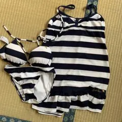 水着　ストライプビキニとワンピースセット