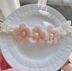 ヘアバンド　お花3つ　ピンク　ベビー　赤ちゃん　お祝い　撮影　退院　お参り　新品