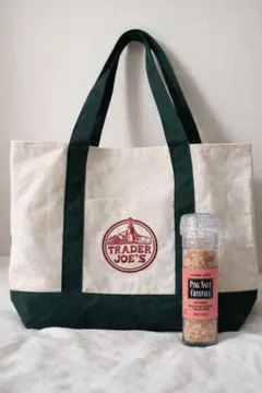 【日本未発売・新品】トレーダージョーズ トートバッグ グリーン ＆ ピンクソルト