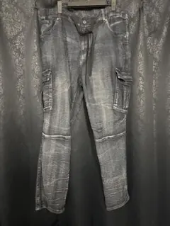 新品未使用　大きめカーゴパンツ ストレッチ素材　ネイビー　紺色　3L 2XL