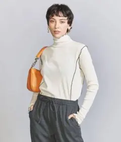【新品未使用】beauty &youthメローステッチタートルネックカットソー