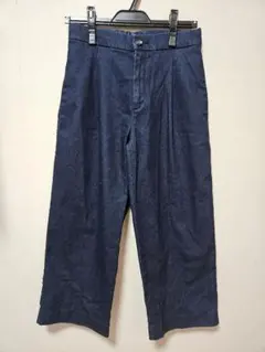 UNIQLO デニムワイドアンクルパンツ Mサイズ ダークブルー