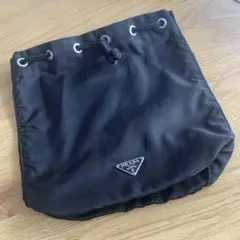 【極美品】PRADA プラダ アクセサリーポーチ ブラック ナイロン 巾着