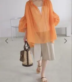 BABYLONE リネンライク　シャンタンハーフパンツ　ベージュのサムネイル