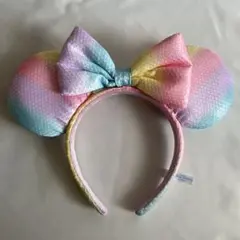 ディズニー カチューシャ ミニーマウス パステル レインボー