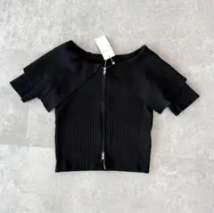 新品INGNI(イング) BIGカラーオフショルジップ半袖ニットカーディガン