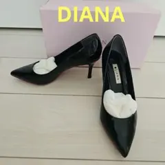 DIANA 黒エナメル ポインテッドトゥ ハイヒール　レッドソール