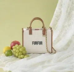 FURFUR ツイードロゴトートバッグ キャメル