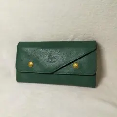 美品 IL BISONTE イルビゾンテ ダブルフラップ 長財布 グリーン