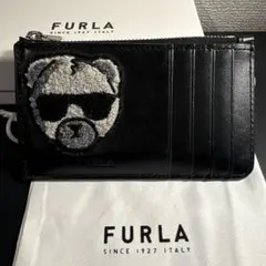 【限定美品】FURLA パンダ刺繍 ブラックフラグメントケース