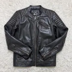 BLACK RIVET シングルライダース　レザージャケット　本革　黒　S