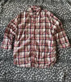 Johnbull ジョンブル　長袖チェック柄シャツ　赤白　Mのサムネイル