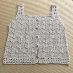 ハンドメイド　未使用　春物　ラメ入り　ベスト　M L 綿100% レイヤード