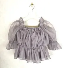 GRL（グレイル）シアーギャザーショート丈ブラウス [tu541]ラベンダー