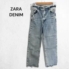 ザラデニム ダメージジーンズ デニム パンツ ストレート ウォッシュド US4