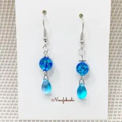 704　ホタルガラス　ピアス　イヤリング　ハンドメイド　ブルー　水色　沖縄